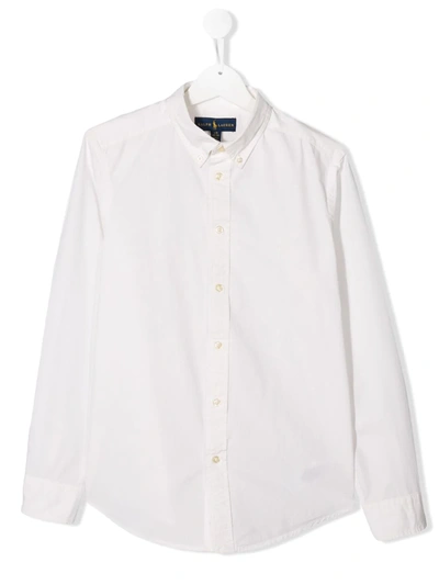 Ralph Lauren Kids' Plain Long-sleeved Shirt In White