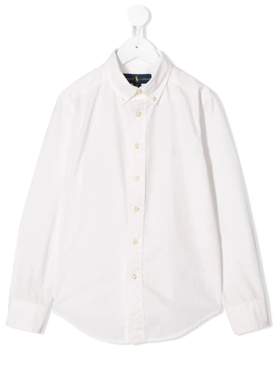 Ralph Lauren Kids' Plain Long-sleeved Shirt In White