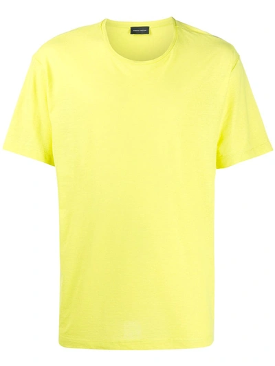 Roberto Collina Round Neck Cotton T-shirt In Yellow