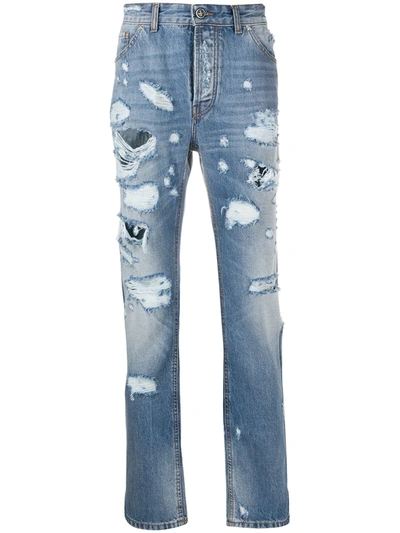 John Richmond Regular Fit Distressed Jeans In Blue