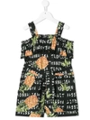 Monnalisa Kids' Pineapple-print Playsuit In Black