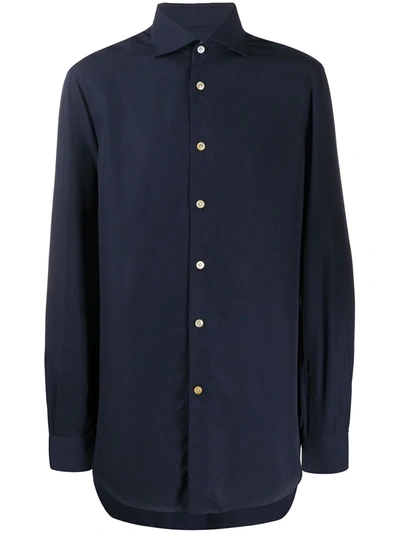 Kiton Pointed Collar Regular-fit Shirt In Blue