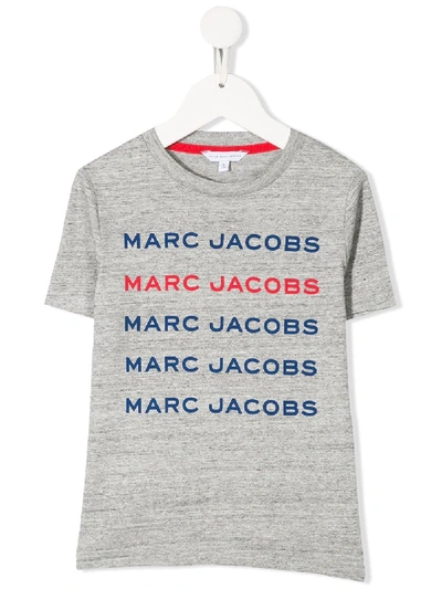 Little Marc Jacobs Teen Logo Print T-shirt In Grey