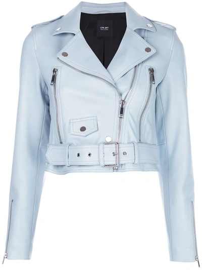 Lth Jkt Mya Cropped Biker Jacket In Blue