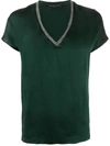 Fabiana Filippi Monili Embellished Silk T-shirt In Green