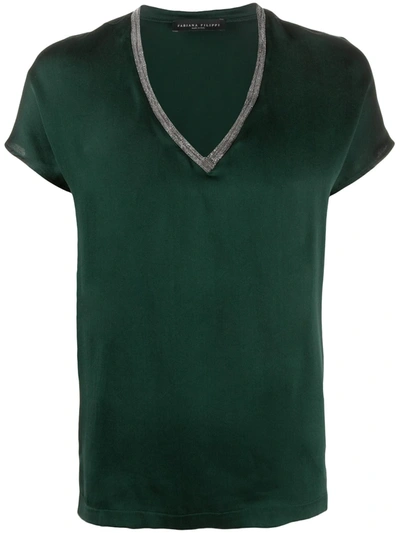 Fabiana Filippi Monili Embellished Silk T-shirt In Green