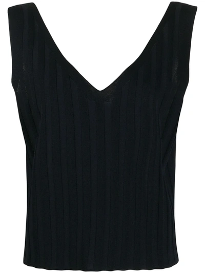 Le 17 Septembre Striped-knit Sleeveless Top In 蓝色