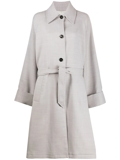 Mm6 Maison Margiela Belted Mid-length Coat In Grey