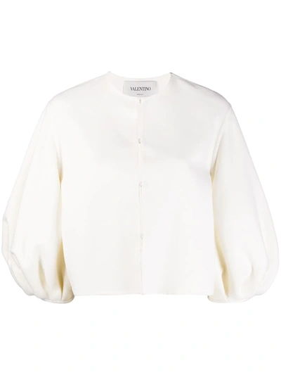Valentino Full-sleeve Cropped Jacket In Neutrals