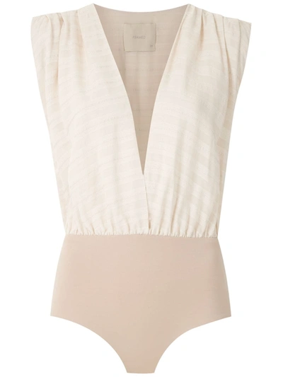 Framed Mahini V-neck Bodysuit In Neutrals