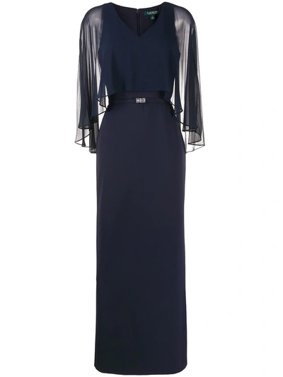 Lauren Ralph Lauren Catarina Sheer-overlay Gown In Blue