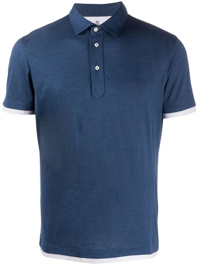 Brunello Cucinelli Short Sleeve Polo Shirt In Blue