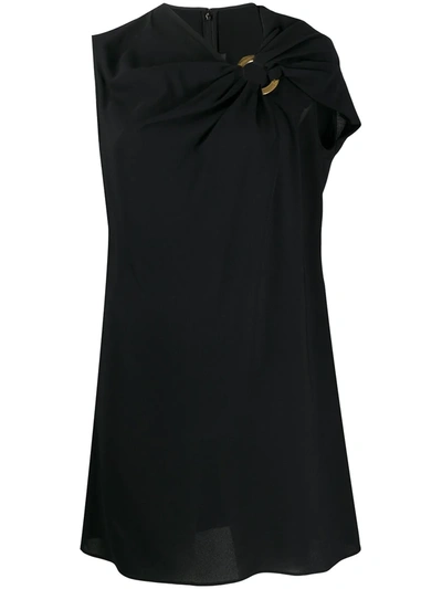 Versace Draped Detail Short Dress In Black