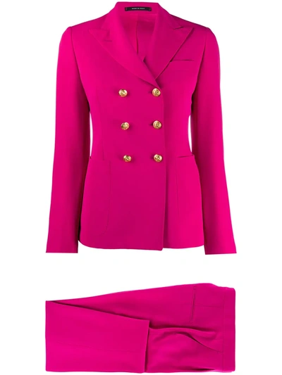 Tagliatore Fitted Double-breasted Suit In Fuchsia