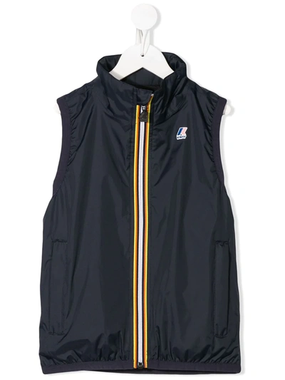 K-way Kids' Logo-print Gilet In Blue