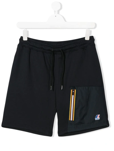 K-way Kids' Drawstring-waist Logo Track Shorts In Blue