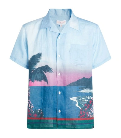 Derek Rose Linen Sunset Coast Shirt In Multi