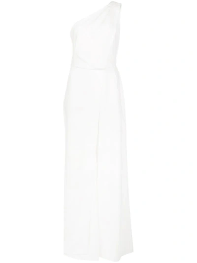 Halston Heritage One Shoulder Jumpsuit In White