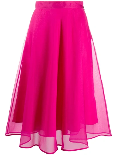 Msgm High-waisted Midi Skirt In Fuchsia