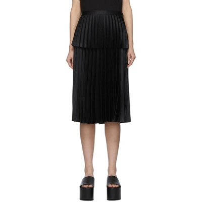 Noir Kei Ninomiya Black Double-layer Pleated Skirt In 1 Black