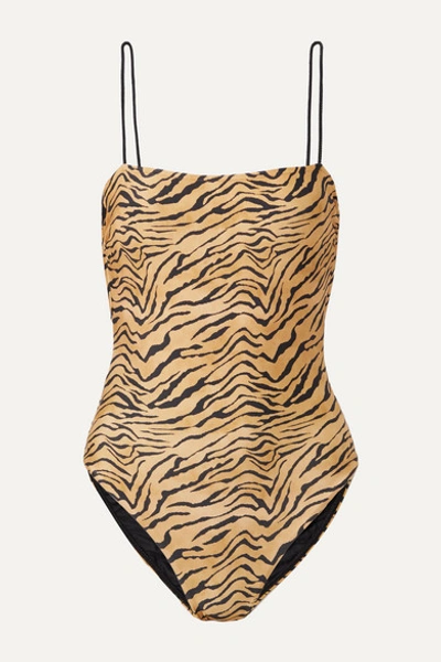 Vix Suri Tiger-print Swimsuit In Sand