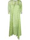 Acne Studios Floral-print Chiffon Dress Fern Green