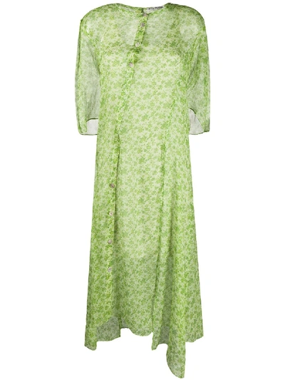 Acne Studios Floral-print Chiffon Dress Fern Green