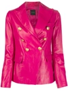 Tagliatore Lizzie Embossed Button Blazer Jacket In Fuxia