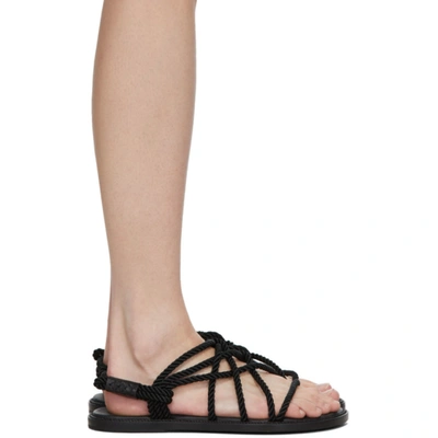 Ann Demeulemeester Cord Crisscross Strap Sandals In 099 Nero