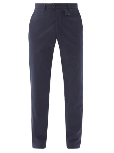 Oliver Spencer Fishtail Navy Wool-blend Trousers In Saunders Navy