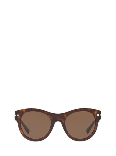 Valentino Tortoiseshell Acetate Sunglasses In Dark Brown