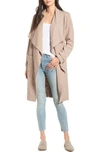 Bb Dakota Revolution Drapey Boucle Trench Coat In Birch