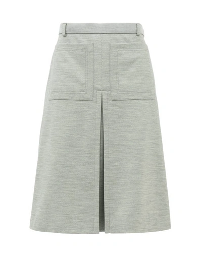 Burberry Box-pleat Detail Technical Wool Jersey A-line Skirt In Cloud Grey
