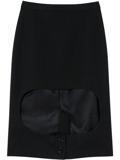 Burberry Jersey Step-through Pencil Skirt In Black