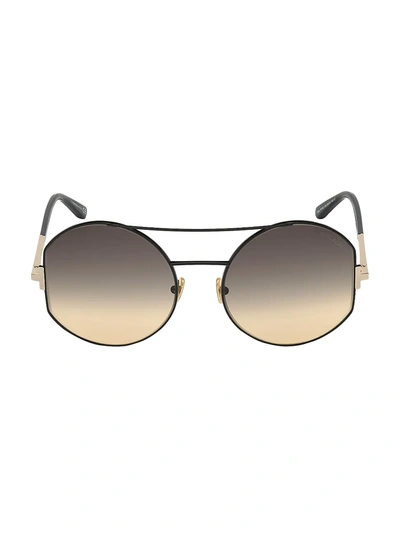 Tom Ford Dolly Round Gradient Metal Sunglasses In Black
