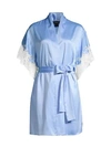 Natori Women's Lace-trim Satin Robe In Boat Blue