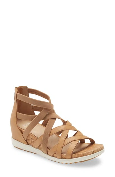 Eileen Fisher Verge Wedge Sandals In Sand Leather
