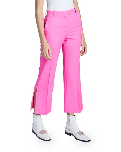 Nina Ricci Wool Straight Leg Crop Pants In Bright Pink