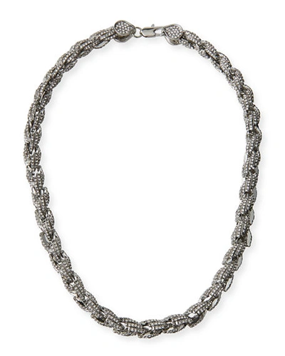 Fallon Pave Rope Chain Necklace In Rhodium/clear