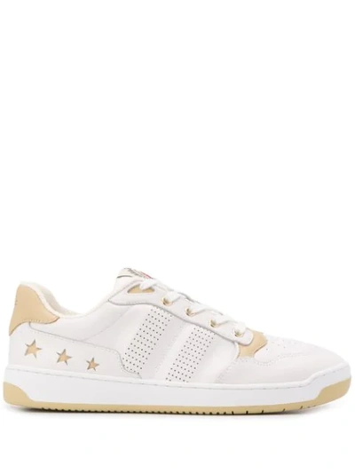Sandro Leather Star Motif Trainers In White