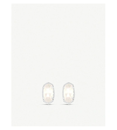 Kendra Scott Ellie 14ct Gold-plated Aqua Illusion Stud Earrings In Rhodium