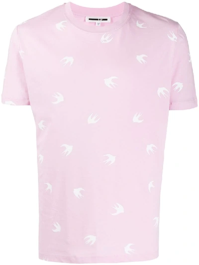 Mcq By Alexander Mcqueen Pink Swallow-print Cotton T-shirt