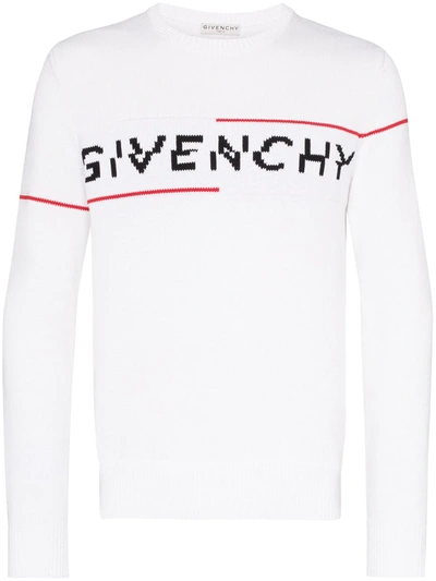 Givenchy Intarsia Knit Logo Jumper In White