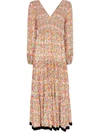 Rixo London Brooke Floral Pattern Maxi Dress In Orange,green,fuchsia