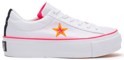 Pre-owned Converse One Star Platform Carnival Colourblock (women's) In White/racer Pink-orange Rind