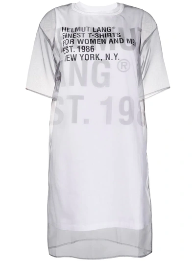 Helmut Lang Sheer Overlay T-shirt Dress In White