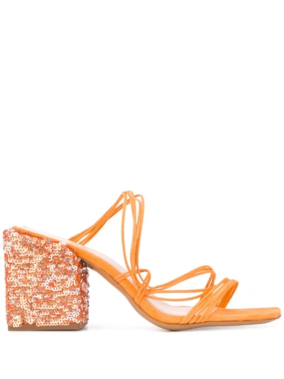 Jacquemus Estello Sequinned Sandals In Orange