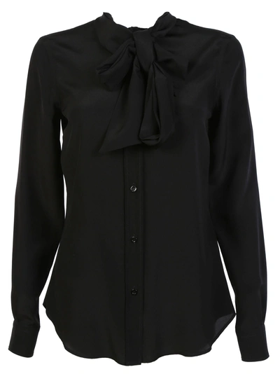 Moschino Silk Pussybow Blouse In Black