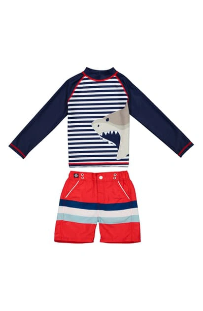 Andy & Evan Babies' Two-piece Rashguard Swimsuit In Blue Surf