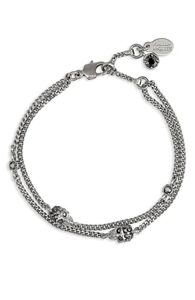 Alexander Mcqueen Skull Chain Bracelet In Hematite